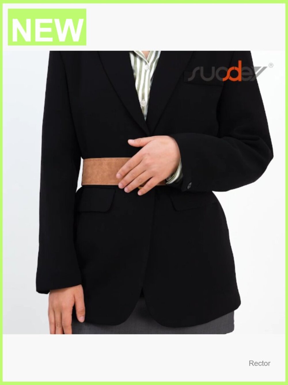 Wide Suede Waist Belt with Gold Buckle | Chunky Belt - Picture 7 of 7
